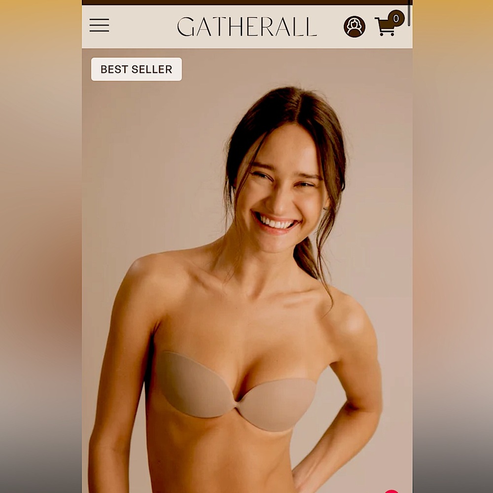 NWT Silicone Bra + 2 sets of Pasties! GATHERALL- Cream - cup size D